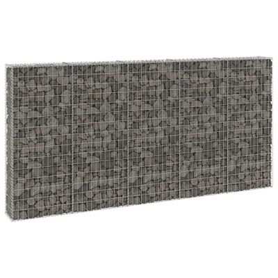 vidaXL Gabiónová stena s krytmi, pozinkovaná oceľ 300x30x150 cm