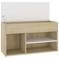 vidaXL Lavica na topánky biela a dub sonoma 80x30x45 cm drevotrieska