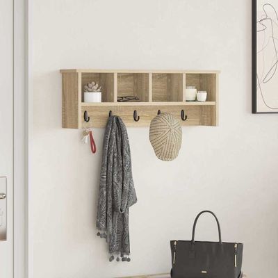 vidaXL Vešiak na stenu Sonoma dub 75 x 16 x 26 cm Kompozitné drevo