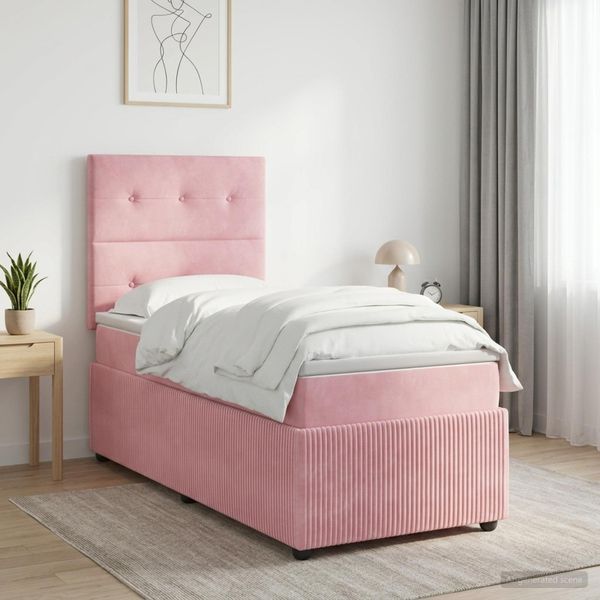 vidaXL Posteľ boxspring s matracom Ružová 100 x 200 cm Zamat