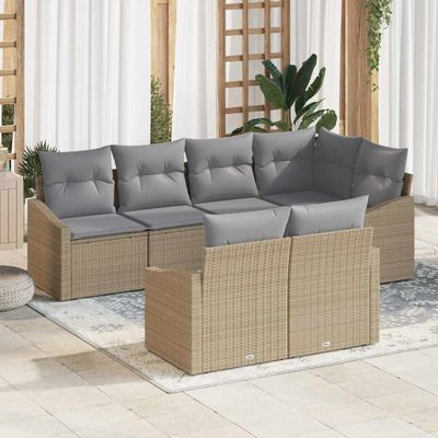 vidaXL Súprava záhradných pohoviek 7 pcs Beige a svetlo šedá polyratan