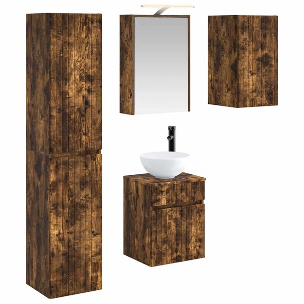 vidaXL Set kabinetov do kúpeľne 5 pcs Dymový dub 43 x 16 x 62,5 cm
