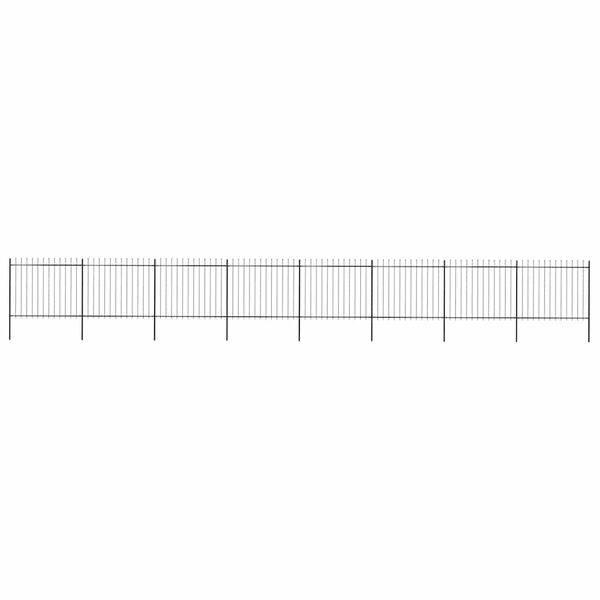 vidaXL Záhradný plot s vrchnou časťou z ocele 1426x150 cm čierny