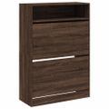 vidaXL Botník s 2 výklopnými zásuvkami hnedý dub 80x34x116 cm