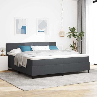 vidaXL Posteľ s pružinovým rámom Tmavo šedá a biela 200 x 200 cm