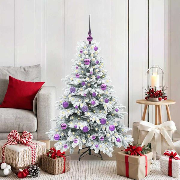 vidaXL Umelý vianočný stromček s 150 LED-i Biela 120 cm PE a PVC
