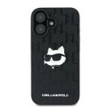 Puzdro Karl Lagerfeld pre iPhone 16 6,1" KLHCP16SPGKLCHPK čierne Hard Monogram Choupette Head Pin