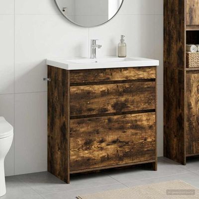 vidaXL Skriňa pod umývadlo do kúpeľne Dymový dub 78,5 x 37,5 x 81 cm