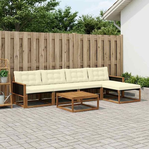 vidaXL Záhradná súprava gaučov s vankúšom 6 pcs Prírodná a krémová