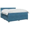 vidaXL Posteľ boxspring s matracom Tmavomodrá 140 x 200 cm Zamat