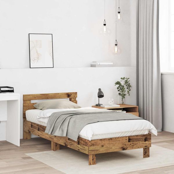 vidaXL Rám postele s čelom Staré drevo 80 x 200 cm Kompozitné drevo