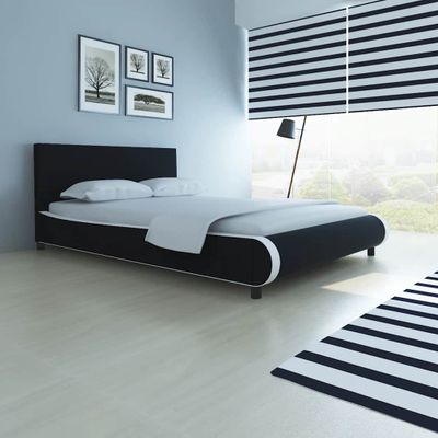 vidaXL Posteľ s matracom, pamäťová pena, čierna, umelá koža 140x200 cm