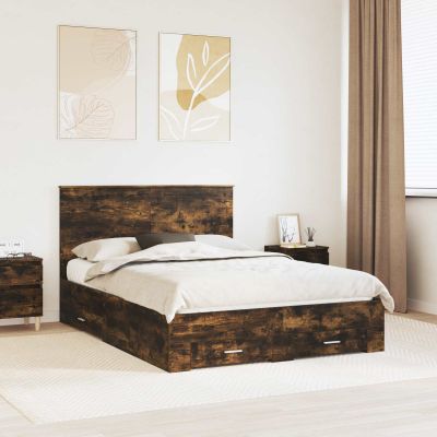 vidaXL Rám postele Dymová dub 135 x 190 cm Kompozitné drevo