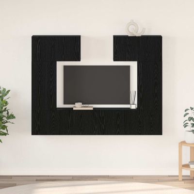 vidaXL Zostava TV skriniek Nástenný 6 pcs Čierny dub Kompozitné drevo