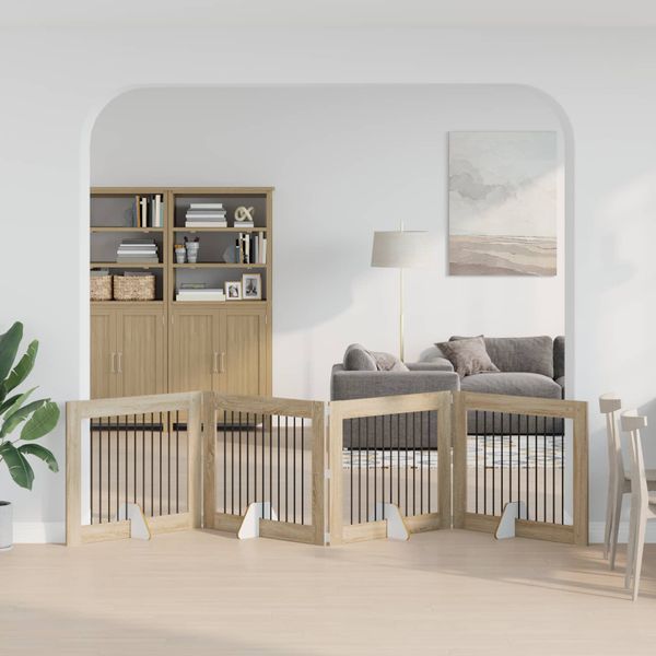 vidaXL Skladacia psia brána so stojanmi 4 ks Dub sonoma 401 cm
