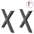 vidaXL Nohy k jedálenskému stolu v tvare X, 2 ks, antracitové, 90 x (72-73) cm, oceľ