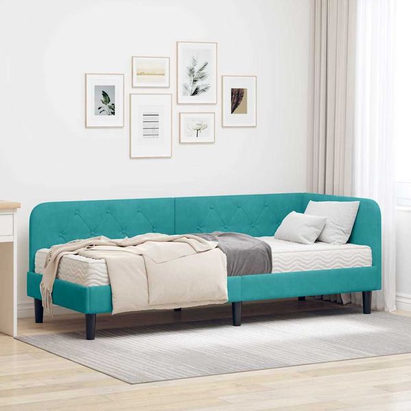 vidaXL Rohový rám postele Tyrkysová 80 x 200 cm Zamat
