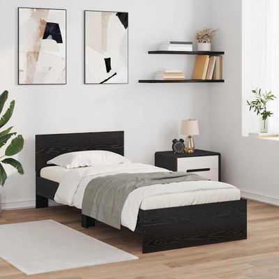 vidaXL Rám postele Čierny dub 90 x 190 cm Kompozitné drevo