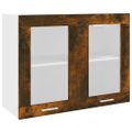 vidaXL Závesná sklenená skrinka “Lyon” dymový dub 80x31x60cm