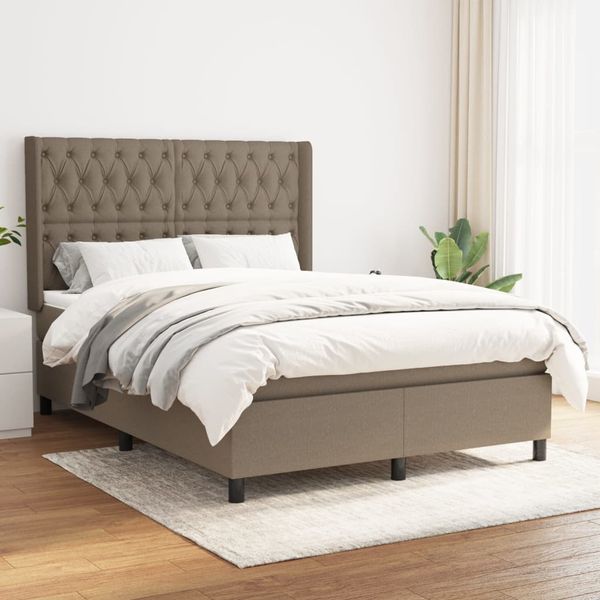 vidaXL Boxspring posteľ s matracom sivohnedý 140x190 cm látka
