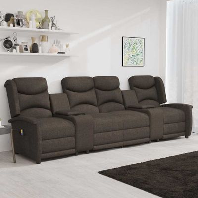 vidaXL 4-miestne sklápacie masážne kreslo+držiaky na poháre, hnedé