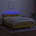 vidaXL Posteľ boxsping s matracom a LED zelená 140x190 cm látka