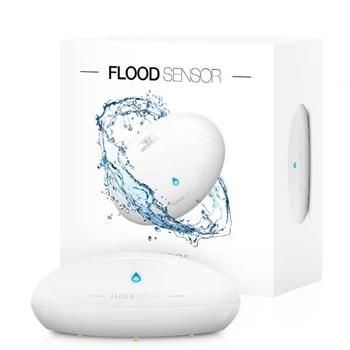 FIBARO senzor zaplavenia/ teploty, biely, externé kontakty, Z-Wave, 12/24 VDC alebo batéria