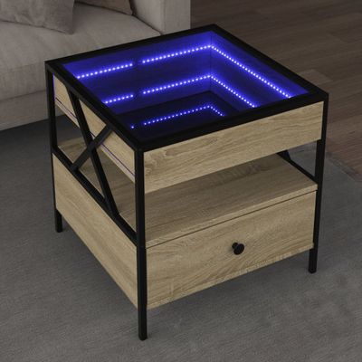 vidaXL Konferenčný stolík s nekonečnými LED dub sonoma 50x50x51 cm