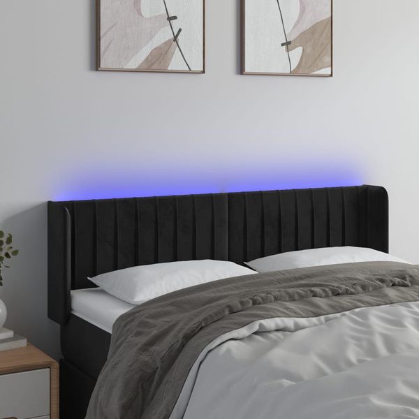 vidaXL Čelo postele s LED čierne 147x16x78/88 cm zamat