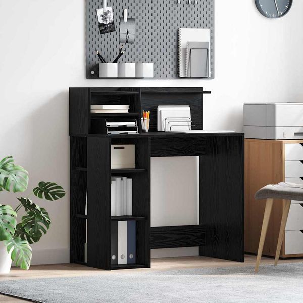 vidaXL Stôl s poličkou Čierny dub 90 x 48 x 101,5 cm Kompozitné drevo