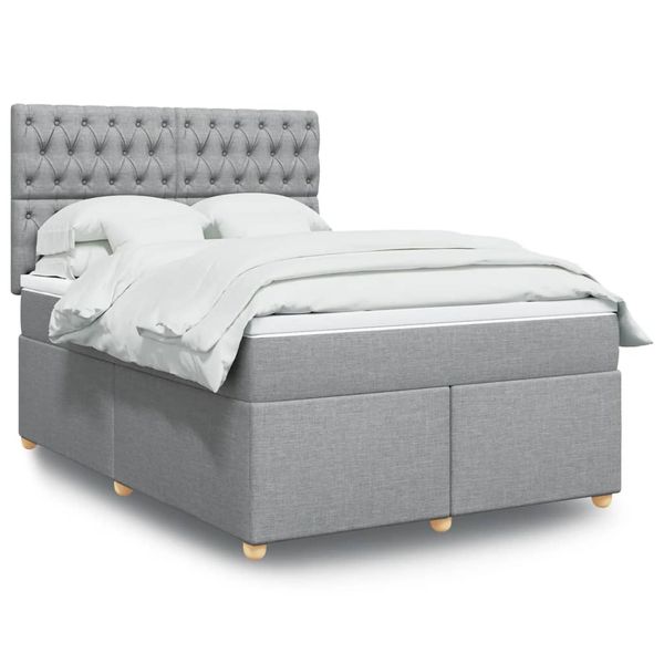 vidaXL Boxspring posteľ s matracom bledosivá 140x200 cm látka