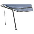 vidaXL Voľne stojaca ručne zaťahovacia markíza 350x250 cm, modro biela