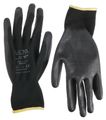 Rukavice pracovné z polyesteru polomáčané v PU GLOVE PE-PU 11, čierne, veľ 11", 6 párov SIXTOL