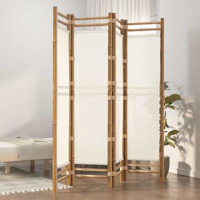 vidaXL Skladací 4-panelový paraván 160 cm bambus a plátno