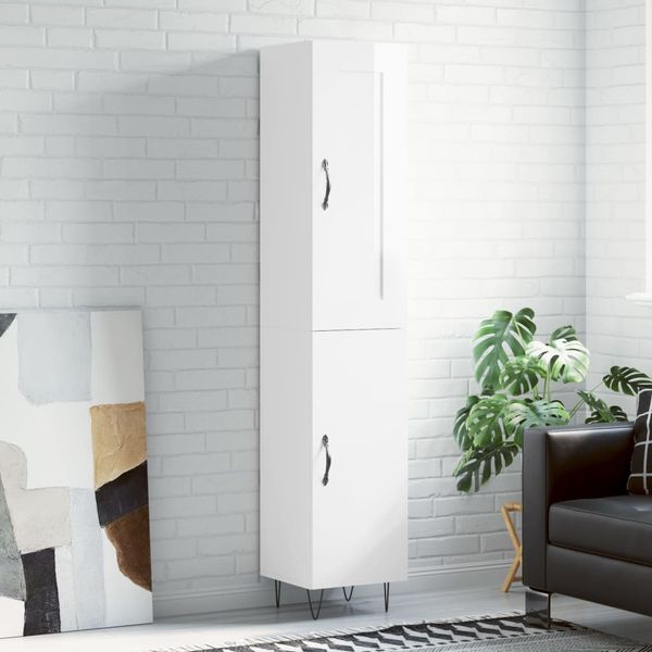 vidaXL Vysoká skrinka biela 34,5x34x180 cm spracované drevo