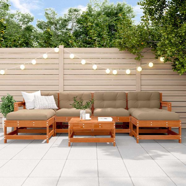 vidaXL Záhradný lounge set 7 pcs Voskovo hnedá Borovicový masív