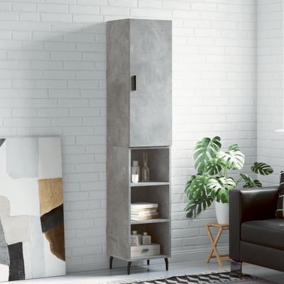 vidaXL Vysoká skrinka betónová sivá 34,5x34x180 cm spracované drevo