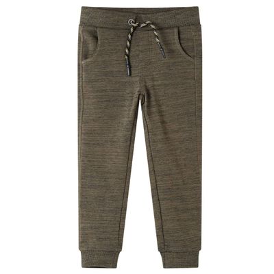 vidaXL Detské tepláky tmavé kaki melanž 92