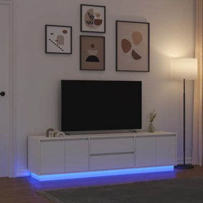 vidaXL TV skrinka s LED svetlami biela 193,5x41x50 cm
