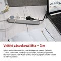 Predlžovací kábel EMOS P1513FC / 3 m / 5 zásuviek / s vypínačom / bielo-sedý / 1×USB-A + 1×USB-C / 1,5 mm2