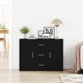 vidaXL Komoda čierna dub 91x29,5x65 cm spracované drevo