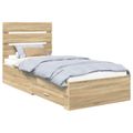 vidaXL Rám postele Sonoma dub a striebro 75 x 190 cm Kompozitné drevo
