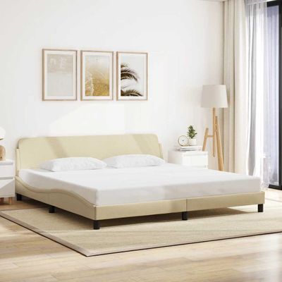 vidaXL Rám postele Dover krémová 200x200 cm látka