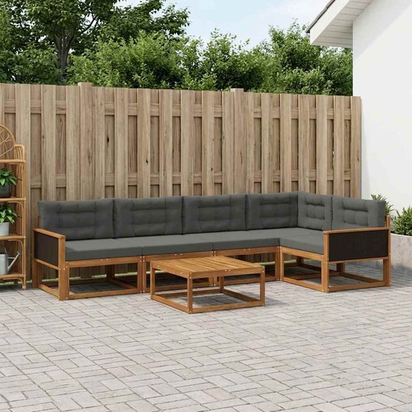 vidaXL Záhradná súprava gaučov s vankúšom 6 pcs Prírodná a antracitová