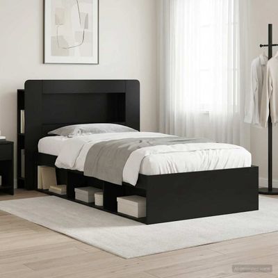 vidaXL Rám postele so skladom Čierna 90 x 200 cm Kompozitné drevo