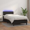 vidaXL Boxspring posteľ s matracom a LED čierna 80x200 cm umelá koža