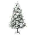 vidaXL Osvetlený vianočný stromček, zasnežený, šišky 195 cm, PVC a PE