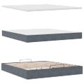 vidaXL Podsedák s matracom a LED diódami, tmavosivý, 160x200 cm, zamat