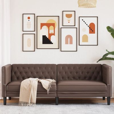 VidaXL Pohovka chesterfield 3-miestna hnedá umelá koža
