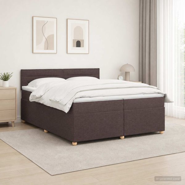 vidaXL Posteľ boxspring s matracom Tmavohnedá 200 x 200 cm Látka